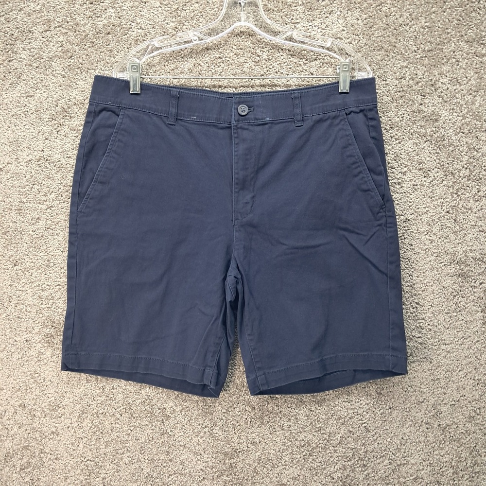 Chaps Mens Navy Blue Flat Front Chino Shorts Size 36 Stretch Cotton 8155